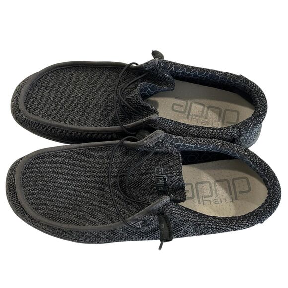 Hey Dude Wally Sox Micro Shoes Mens Size 12 black Gray Slip-On Loafers EU 45 - Picture 1 of 13